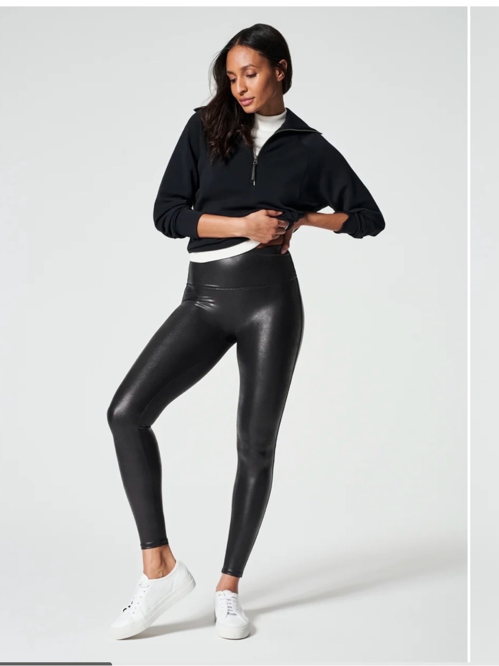 NWT SPANX High-Rise Shiny Faux Leather Leggings - Black